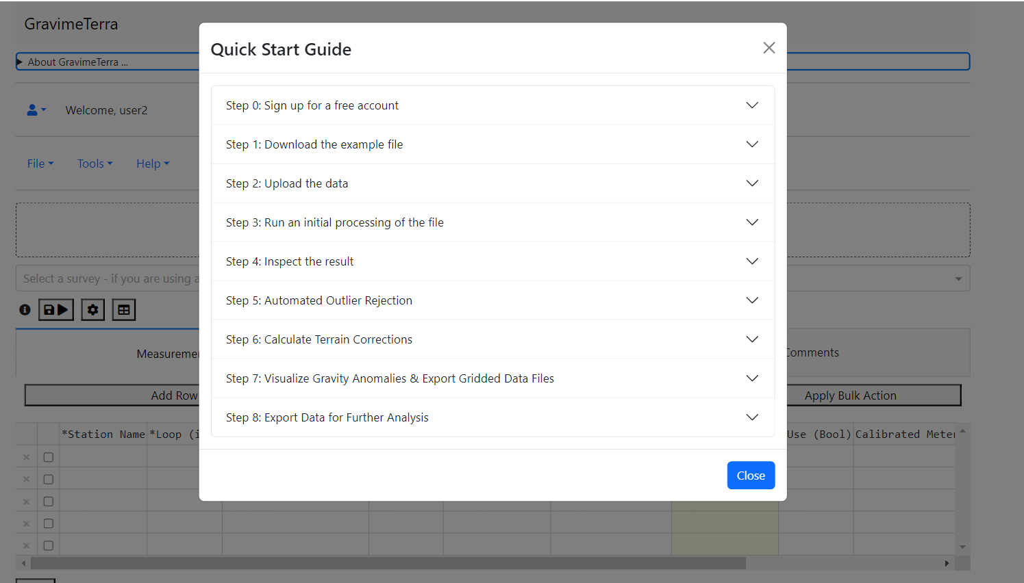 Screenshot of the Quick Start User Guide, found in the Help menu.